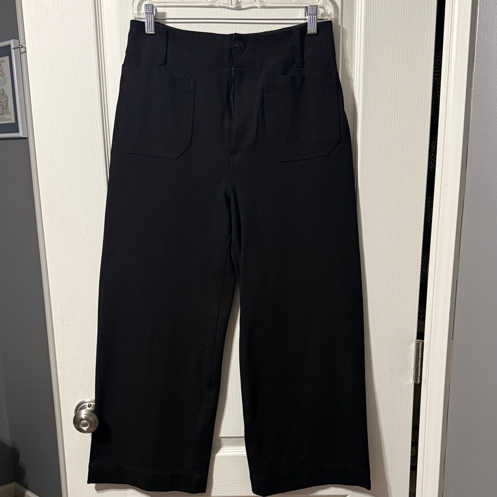 Colette croped wide leg pants by Meave from Anthropologie Midnight Black